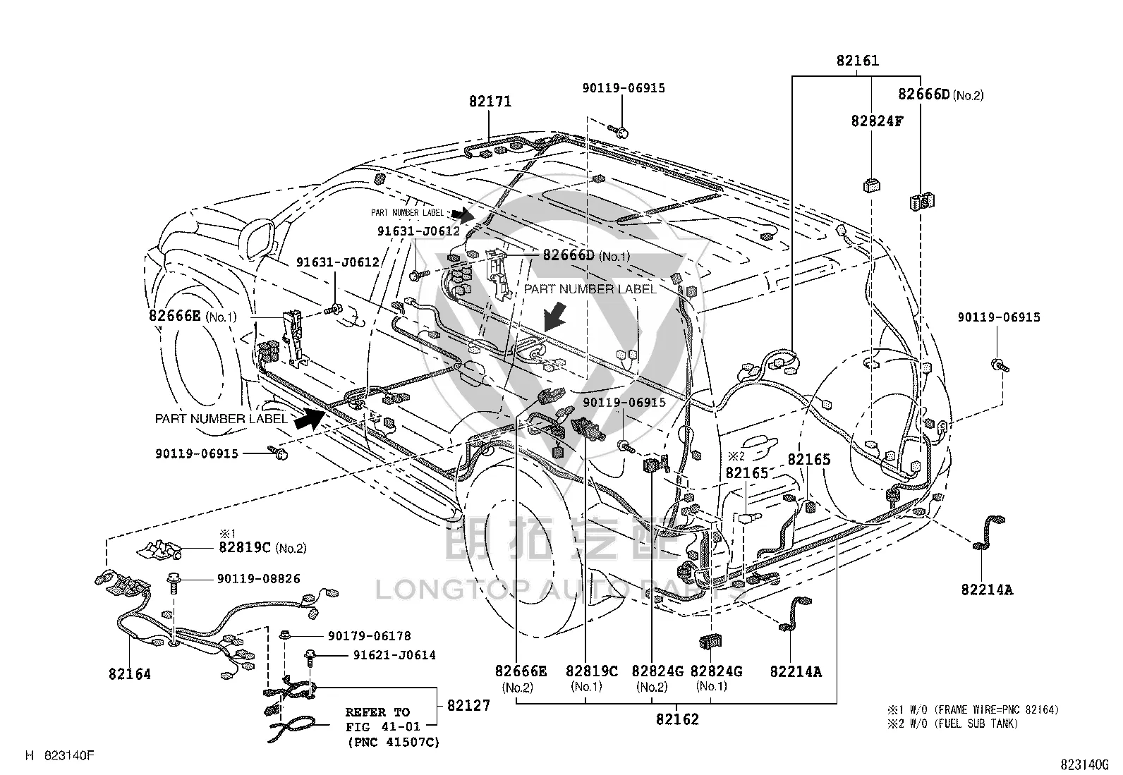 Headlight Wiring Harness 82214-60050 for Toyota Land Cruiser Prado