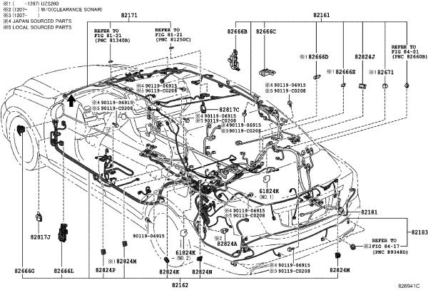 Main Body Wiring Harness 82162-0N091 for Toyota Crown
