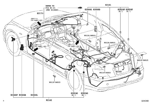 Vehicle Wiring Harness 82161-0P010 for Toyota Reiz