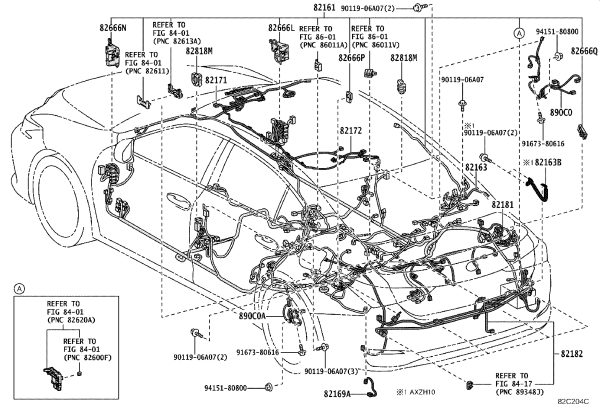 Vehicle Wiring Harness 82161-3YQ50 for Lexus ES350