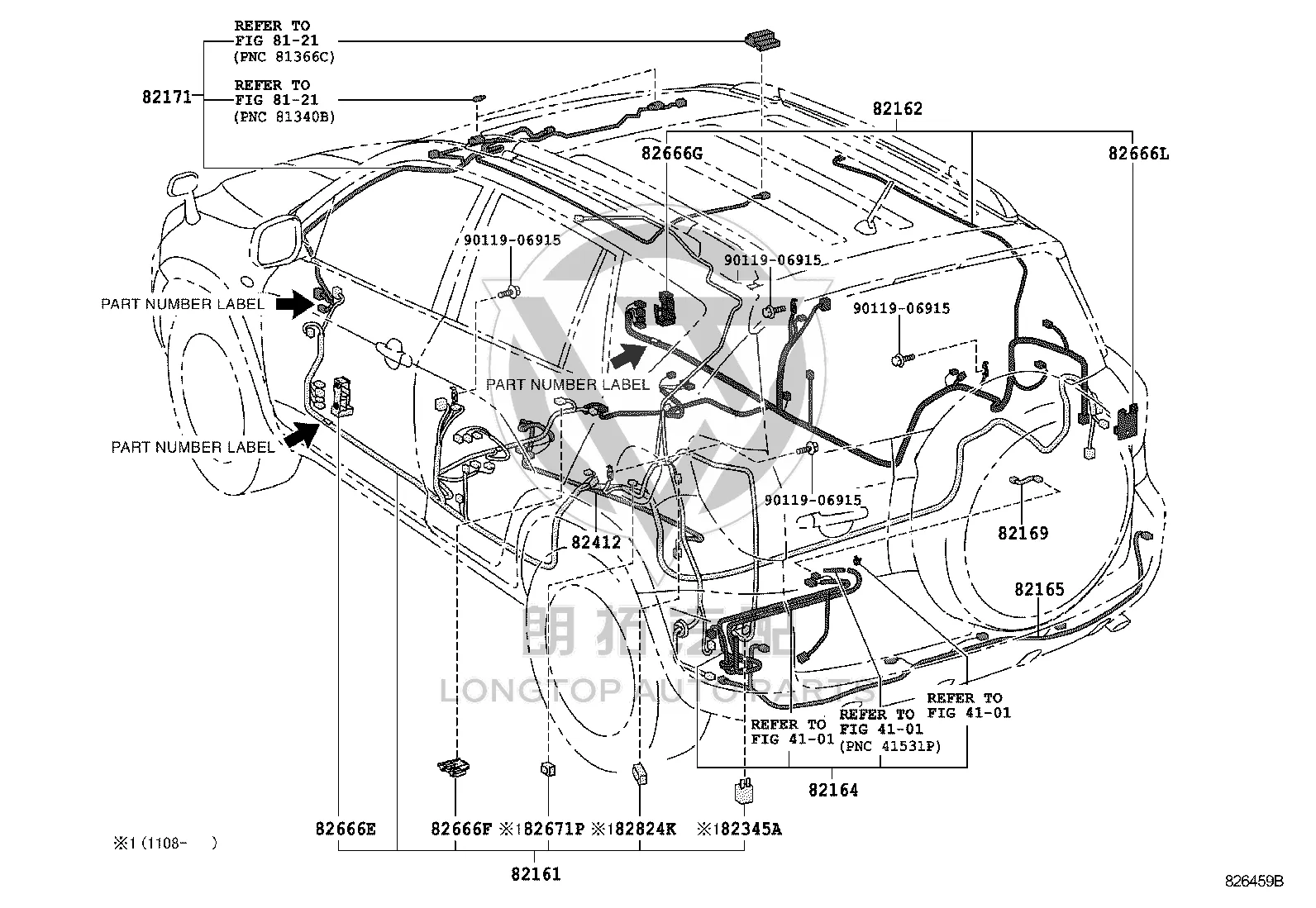 Main Body Wiring Harness 82162-0R200 for Toyota RAV4