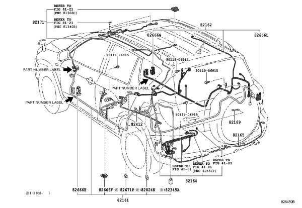 Main Body Wiring Harness 82162-0R200 for Toyota RAV4