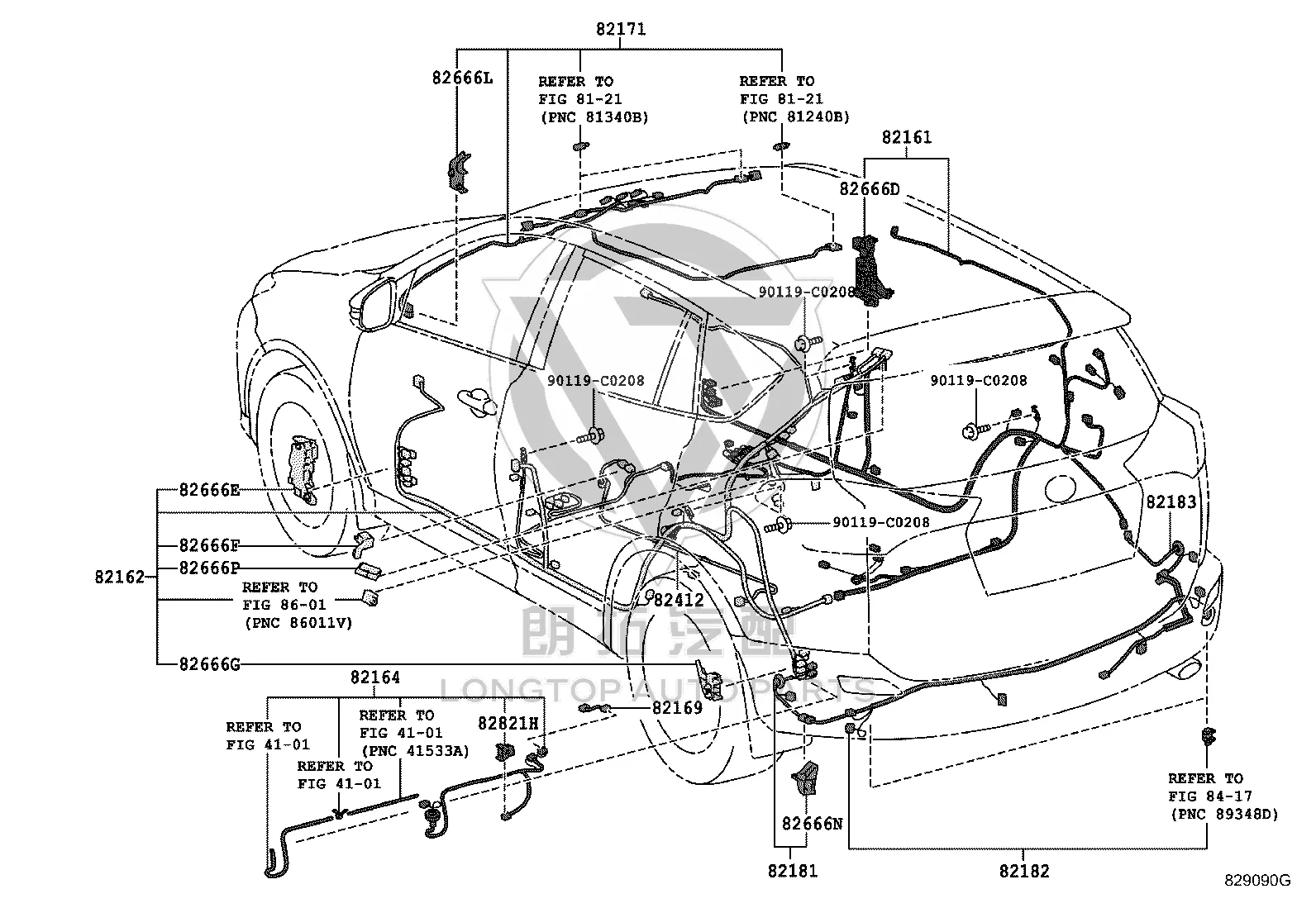 Rear Trunk Lid Wire Harness 82181-0R070 for Toyota RAV4