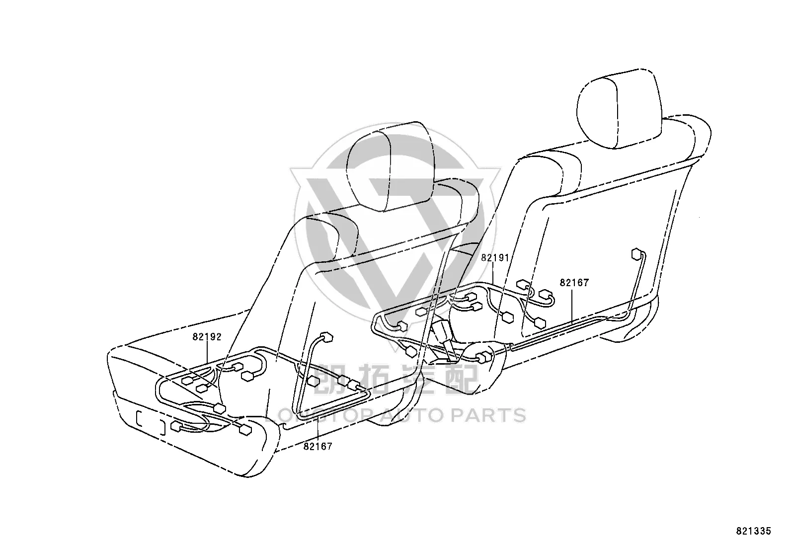 Seat No.1 wire harness 82167-60121 for Toyota Land Cruiser