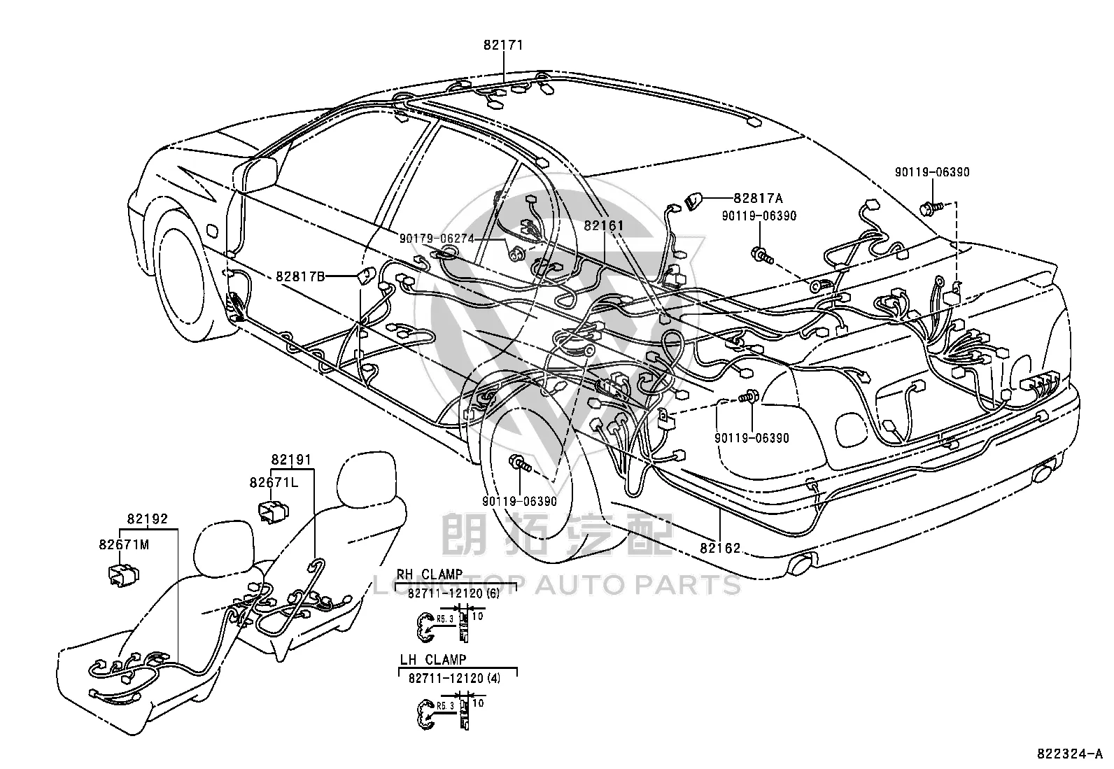 Roof Wire Harness 82171-30771 for Lexus GS300
