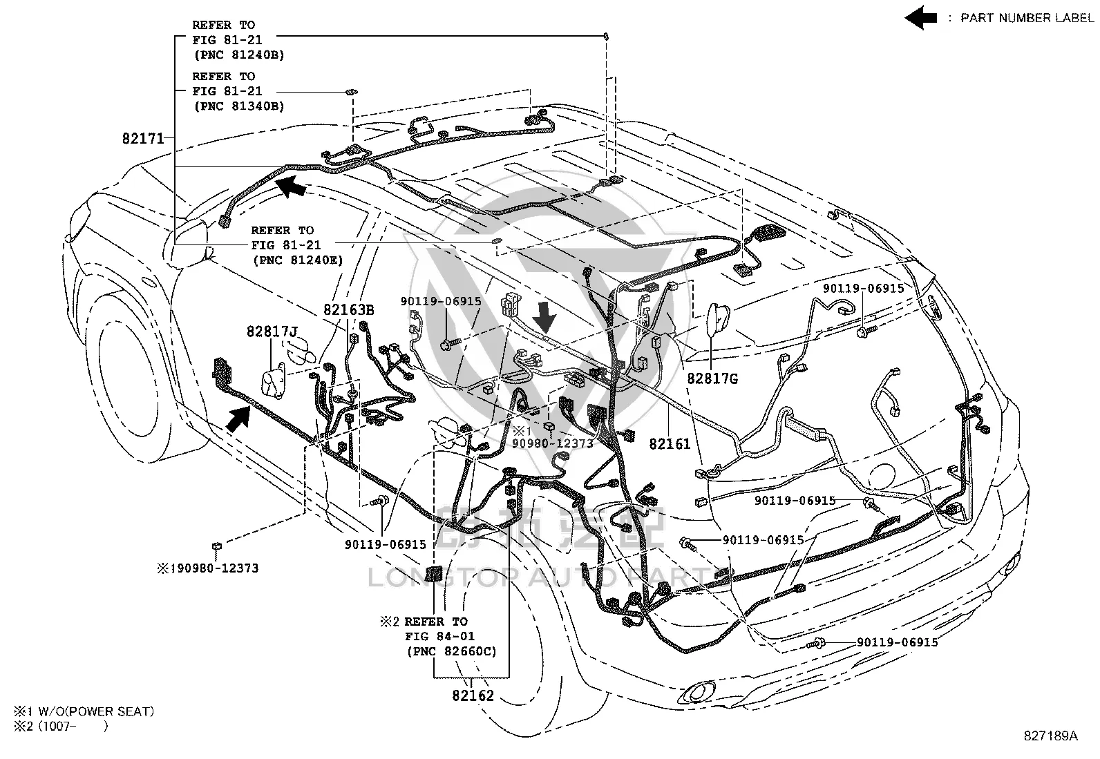 Roof Wiring Harness 82171-48590 for Toyota Highlander