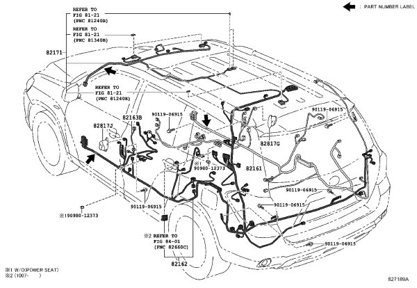 Roof Wiring Harness 82171-48590 for Toyota Highlander
