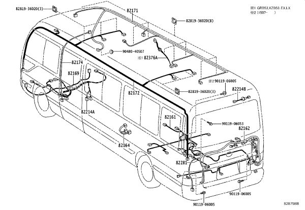 Roof Wiring Harness 82172-0S012 for Toyota Coaster