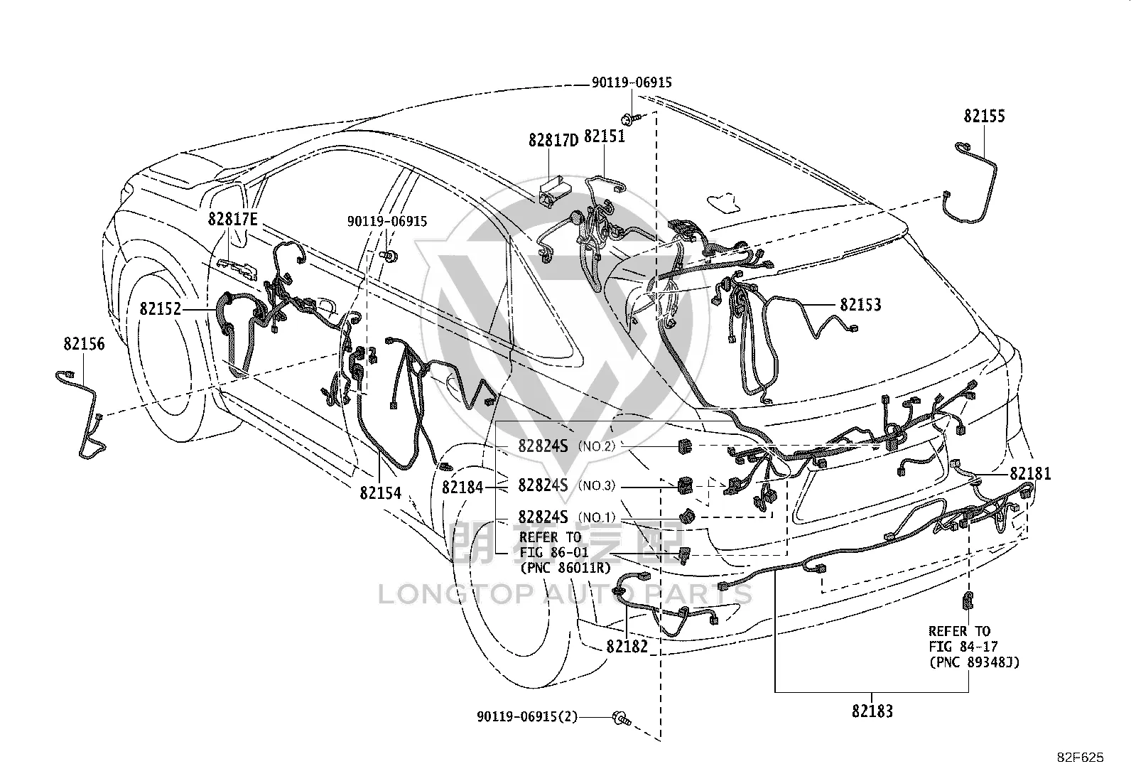 Trunk Lid Wiring Harness 82181-48130 for Lexus RX270