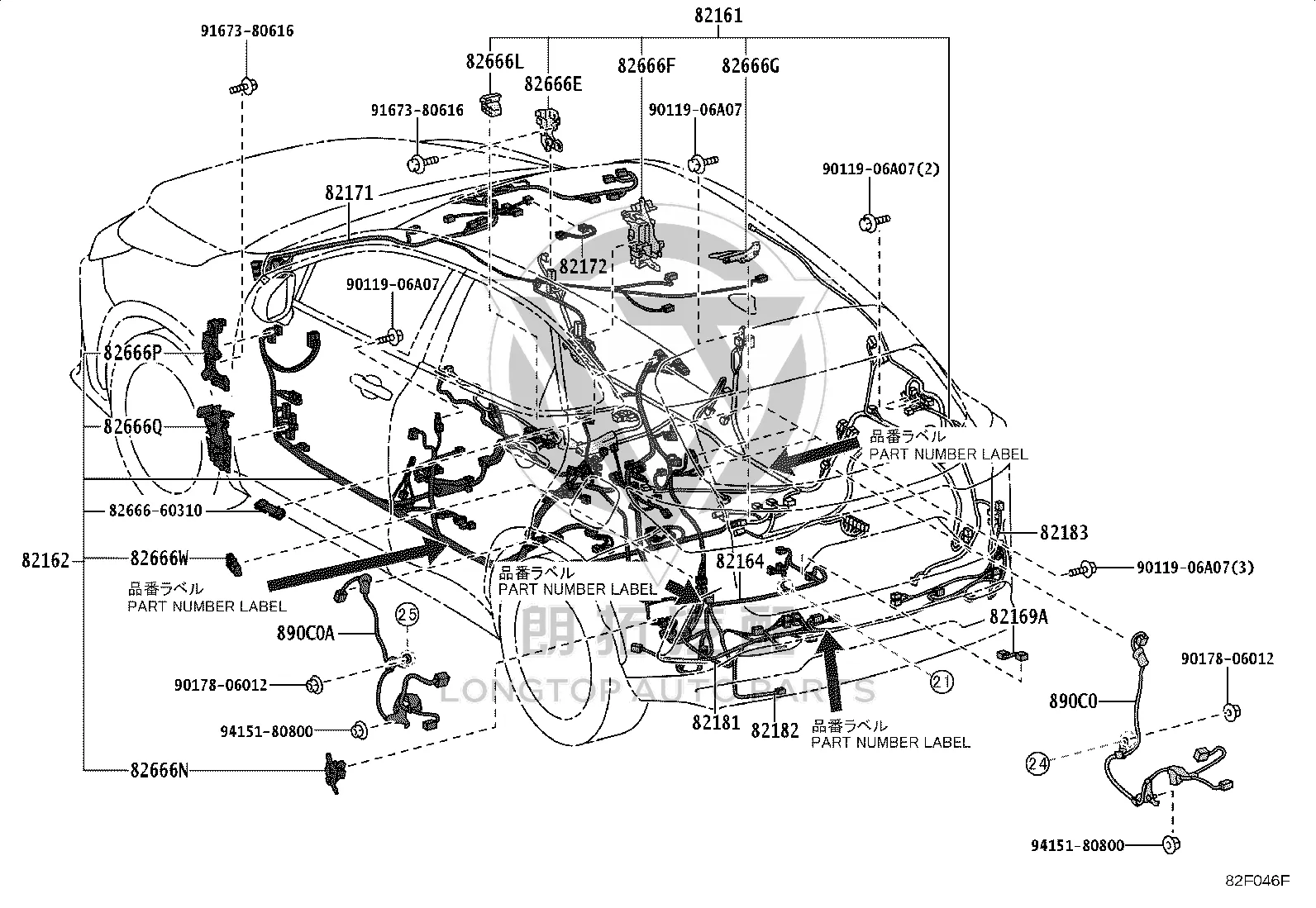 Trunk Lid Harness 82182-78280 for Lexus NX