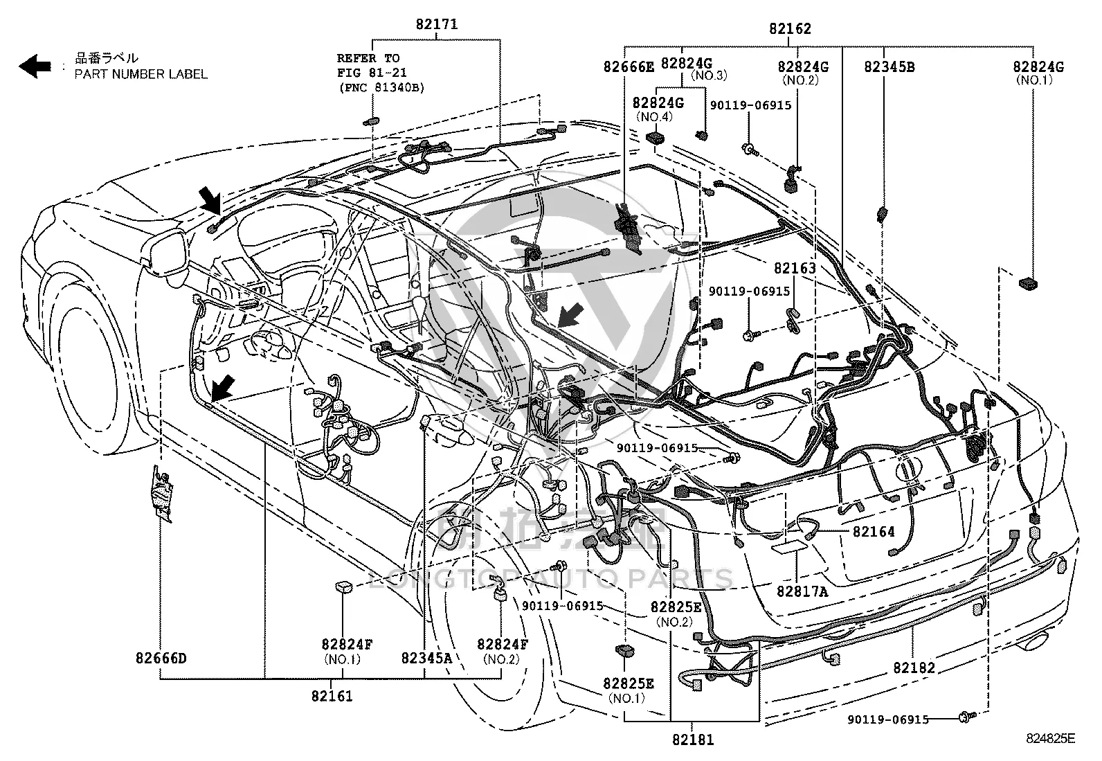 Rear Bumper Electric Eye Wiring Harness 82182-33110 for Lexus ES240