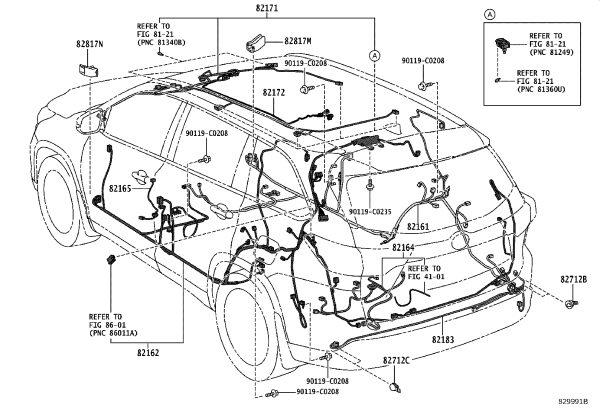 Rear Bumper Parking Sensor Wiring Harness 82183-0E050 for Toyota Highlander