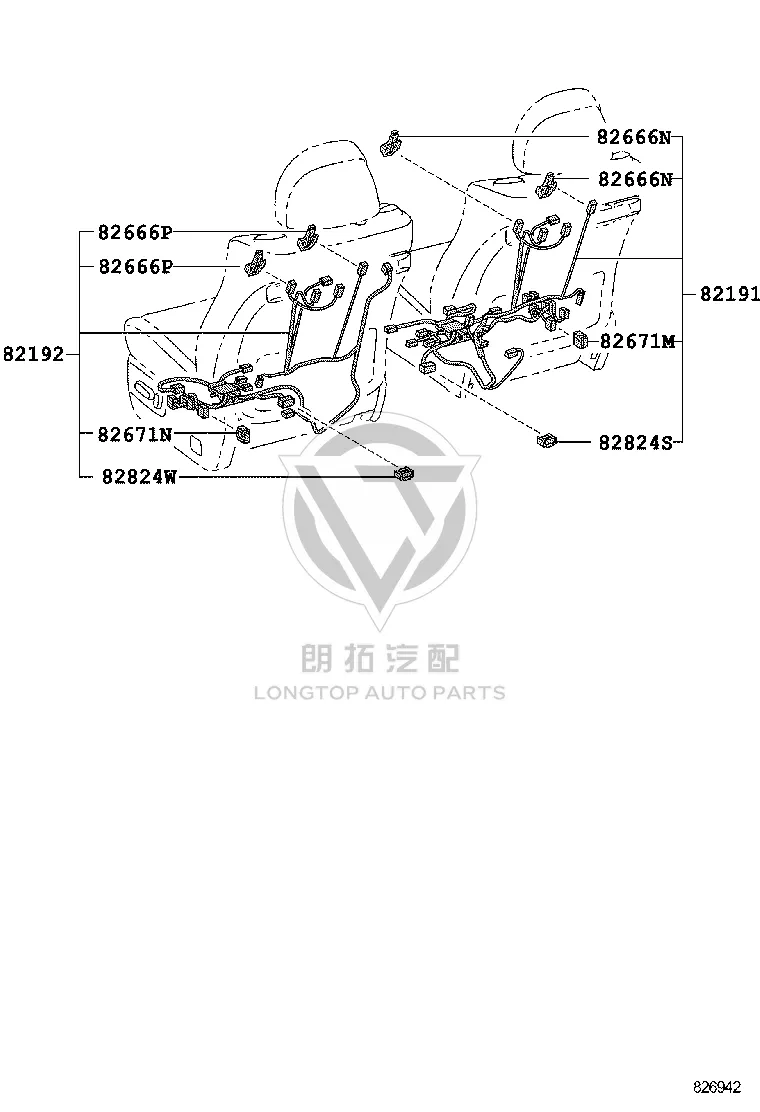 Passenger Seat Wiring Harness 82191-0N050 for Toyota Crown