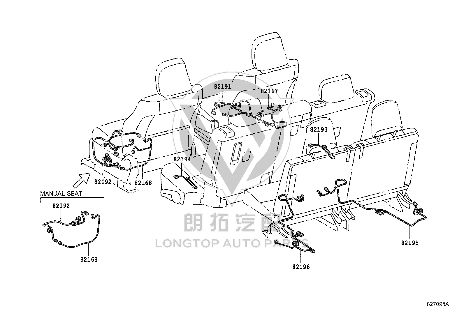 Rear Right Seat No.2 Wire Harness 821950-G020 for Toyota Land Cruiser Prado