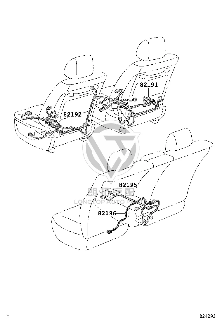 Rear Left Seat No.2 Wire Harness 82196-0N020 for Toyota Crown