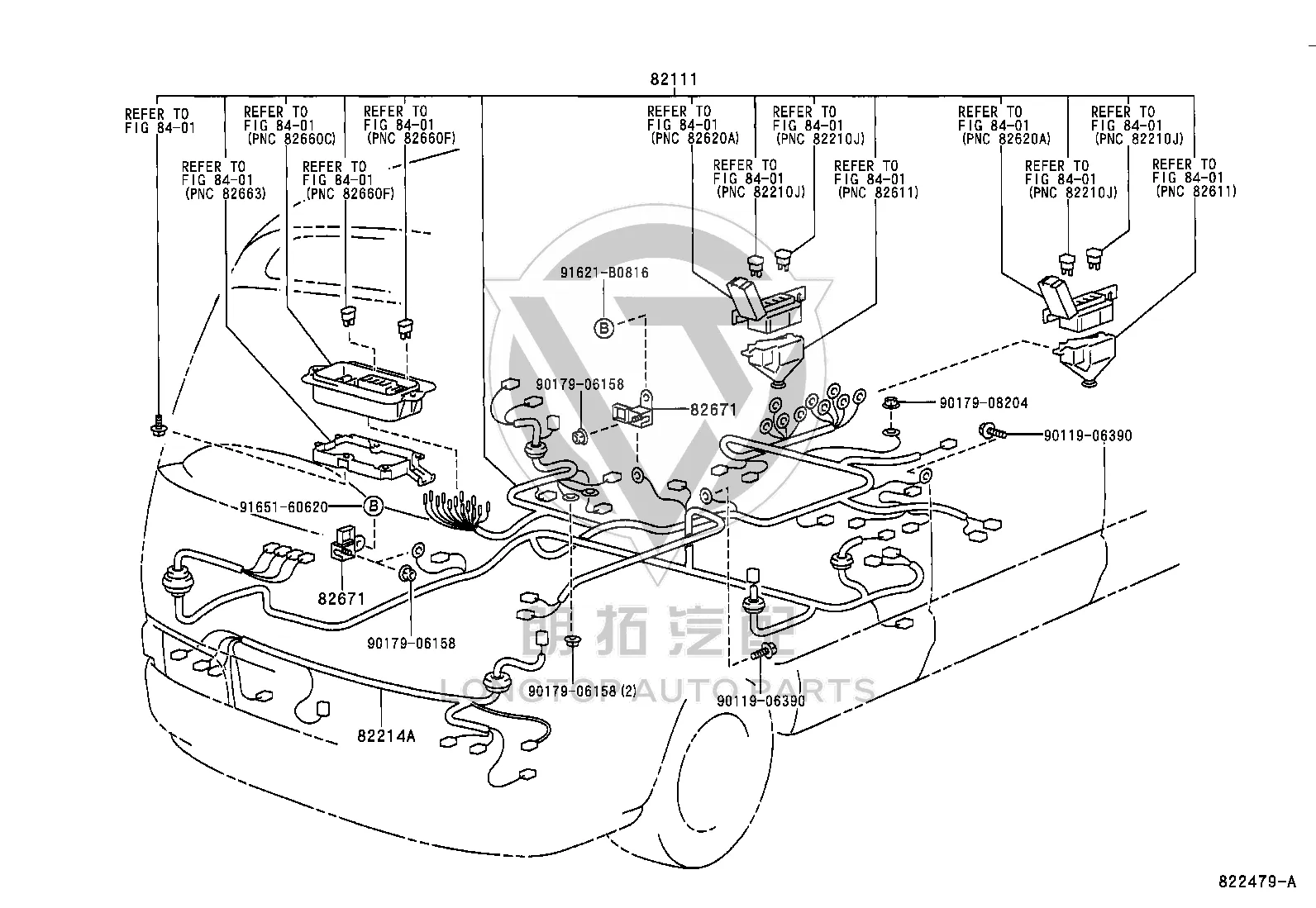 Lamp wiring harness 82214-36240 for Toyota Coaster