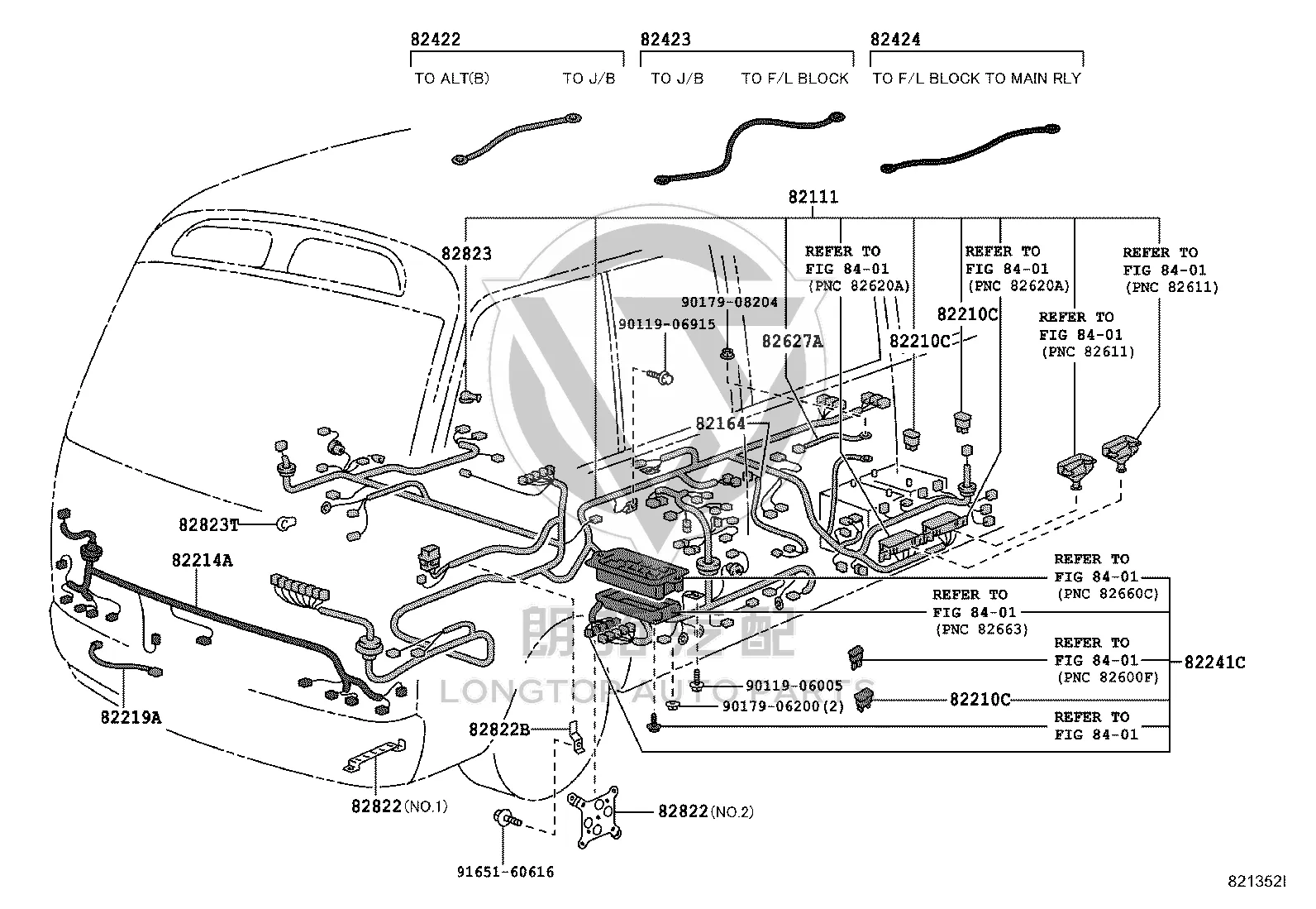 Relay harness 82241-36101 for Toyota Coaster