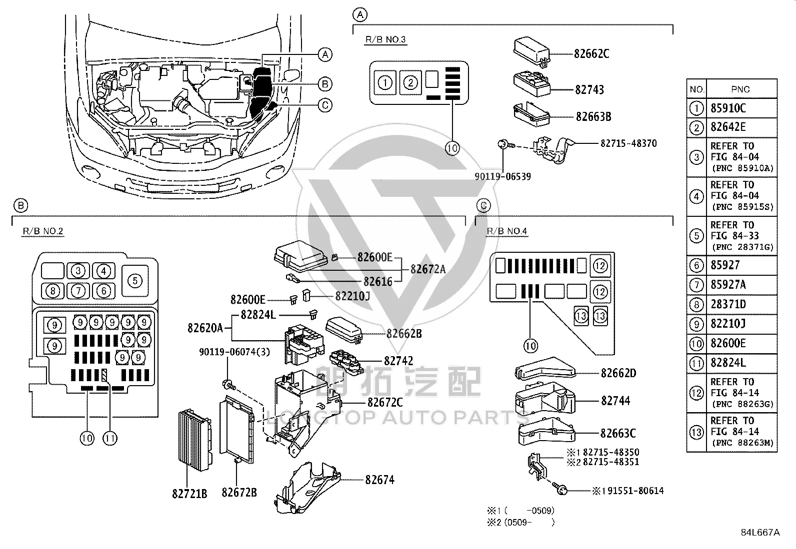 Engine Fuse Box Base 82663-48030 for Toyota Harrier
