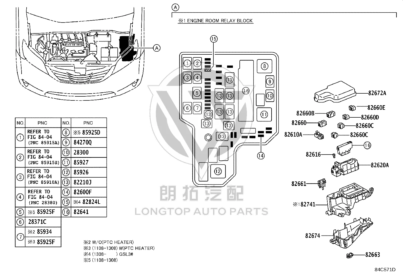Fuse box assembly 82610-08010 for Toyota Sienna