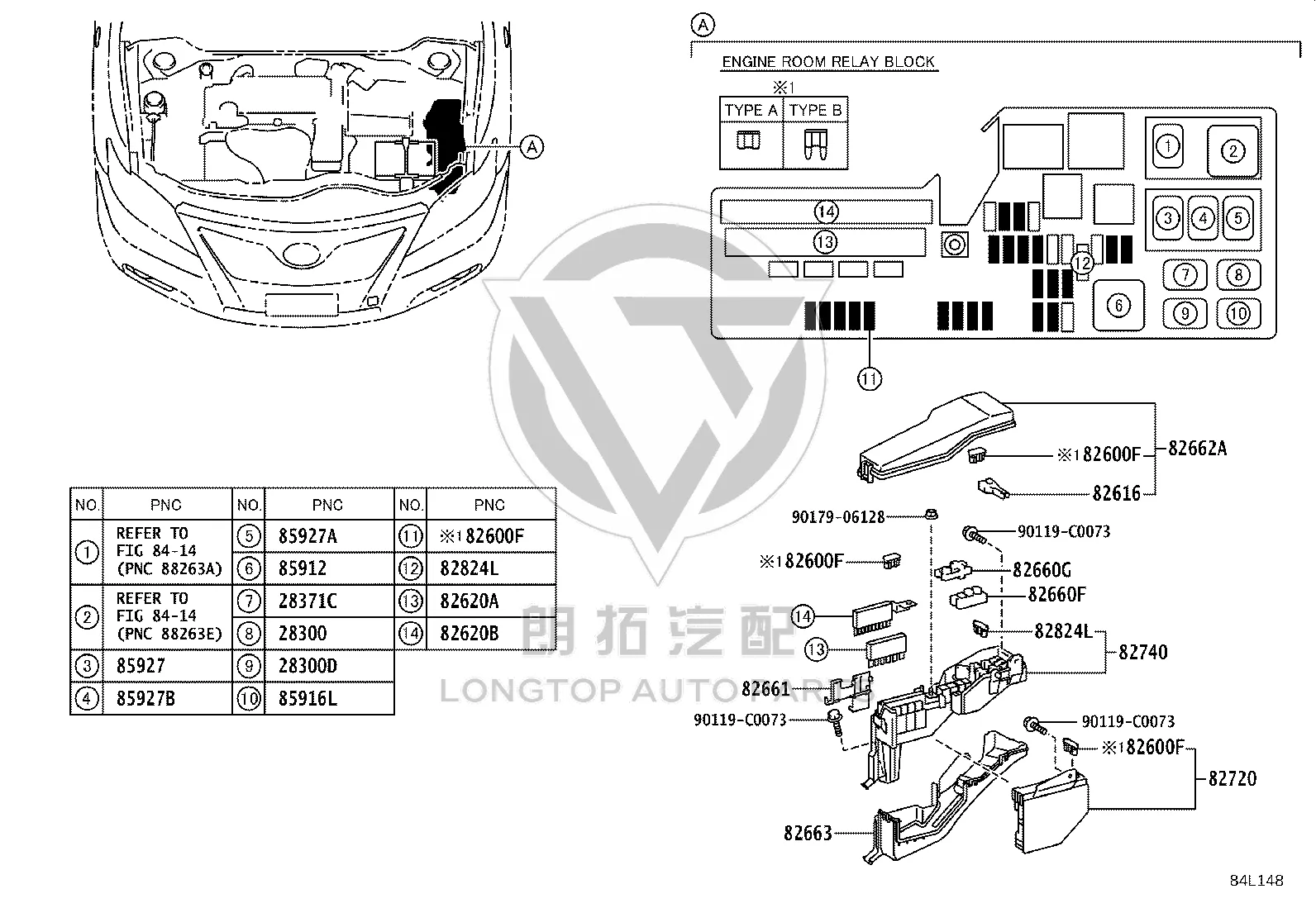Engine Fuse Box Base 82663-33070 for Toyota Camry