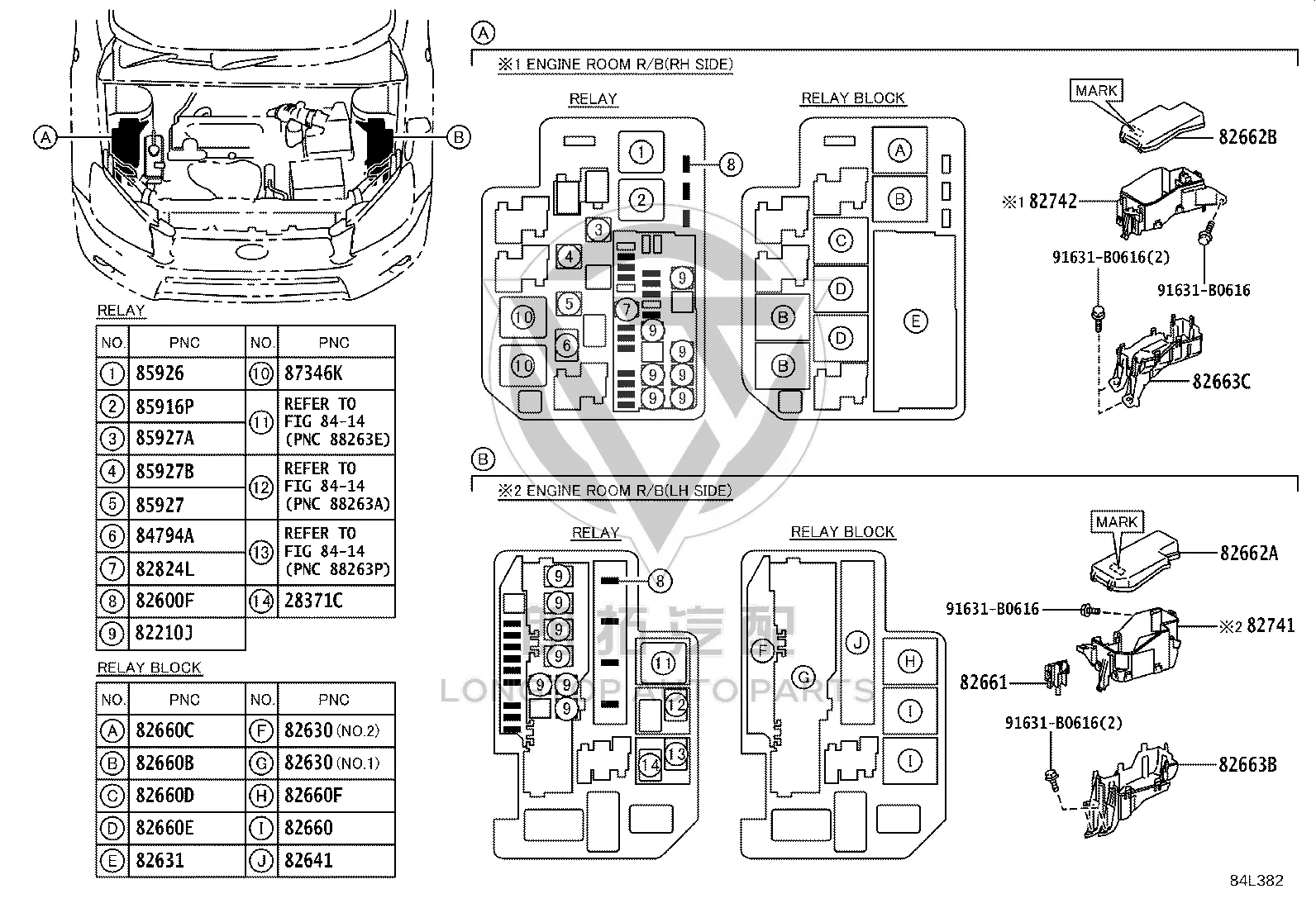 Engine Fuse Box Upper Cover 82662-42190 for Toyota RAV4