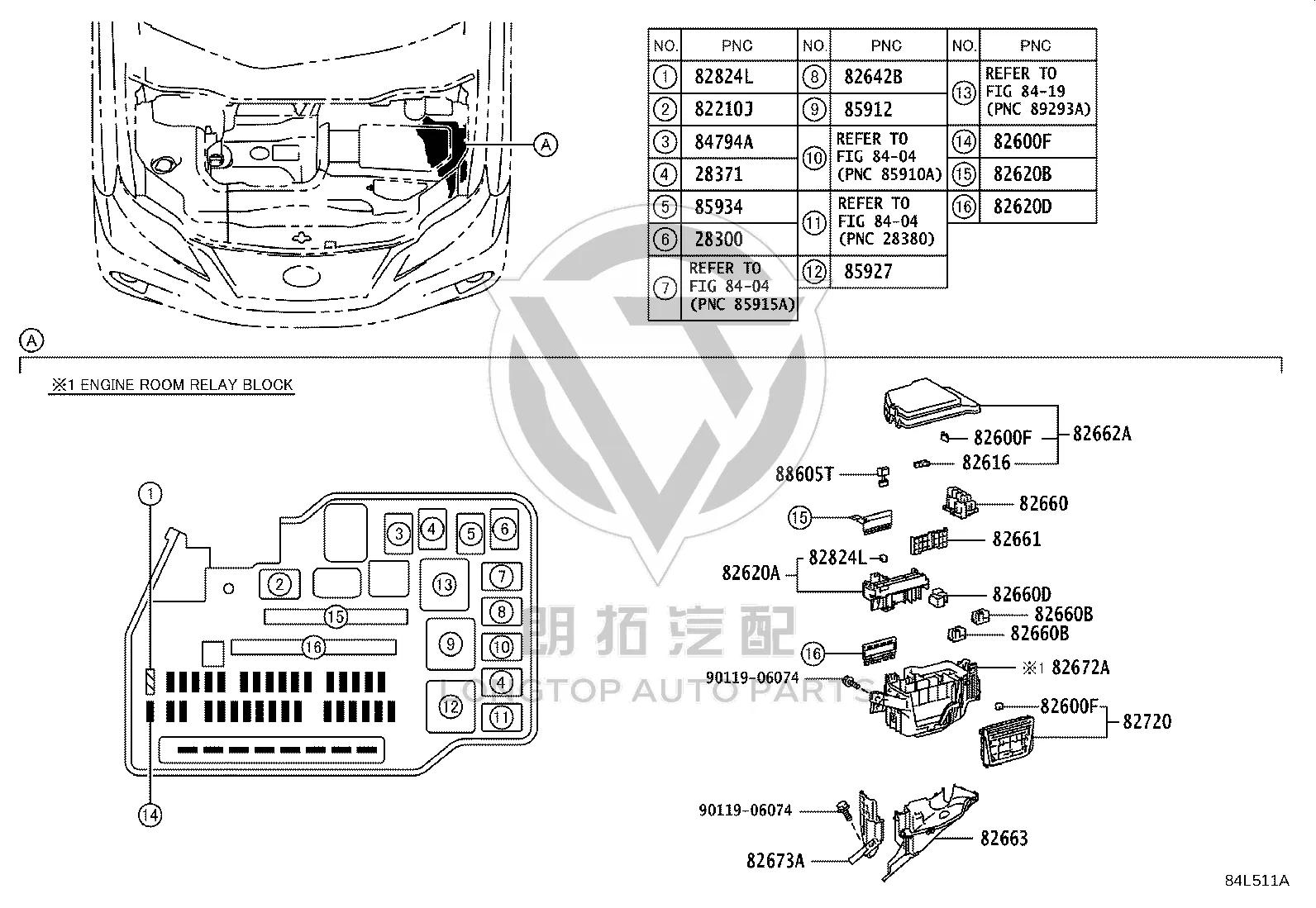 Engine compartment junction box assembly 82720-48100 for Lexus RX270