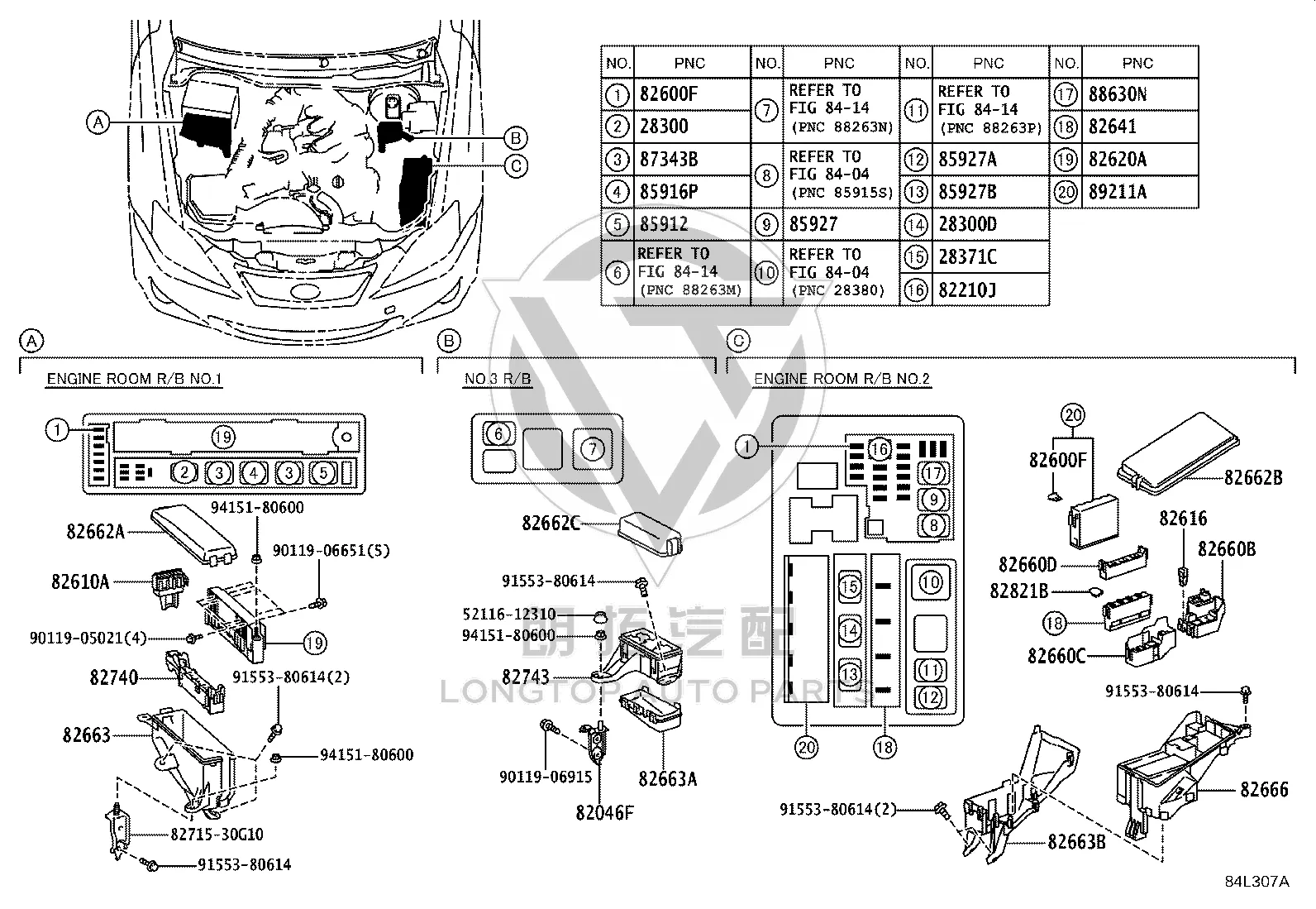 Fuse box assembly 82620-30170 for Toyota Crown