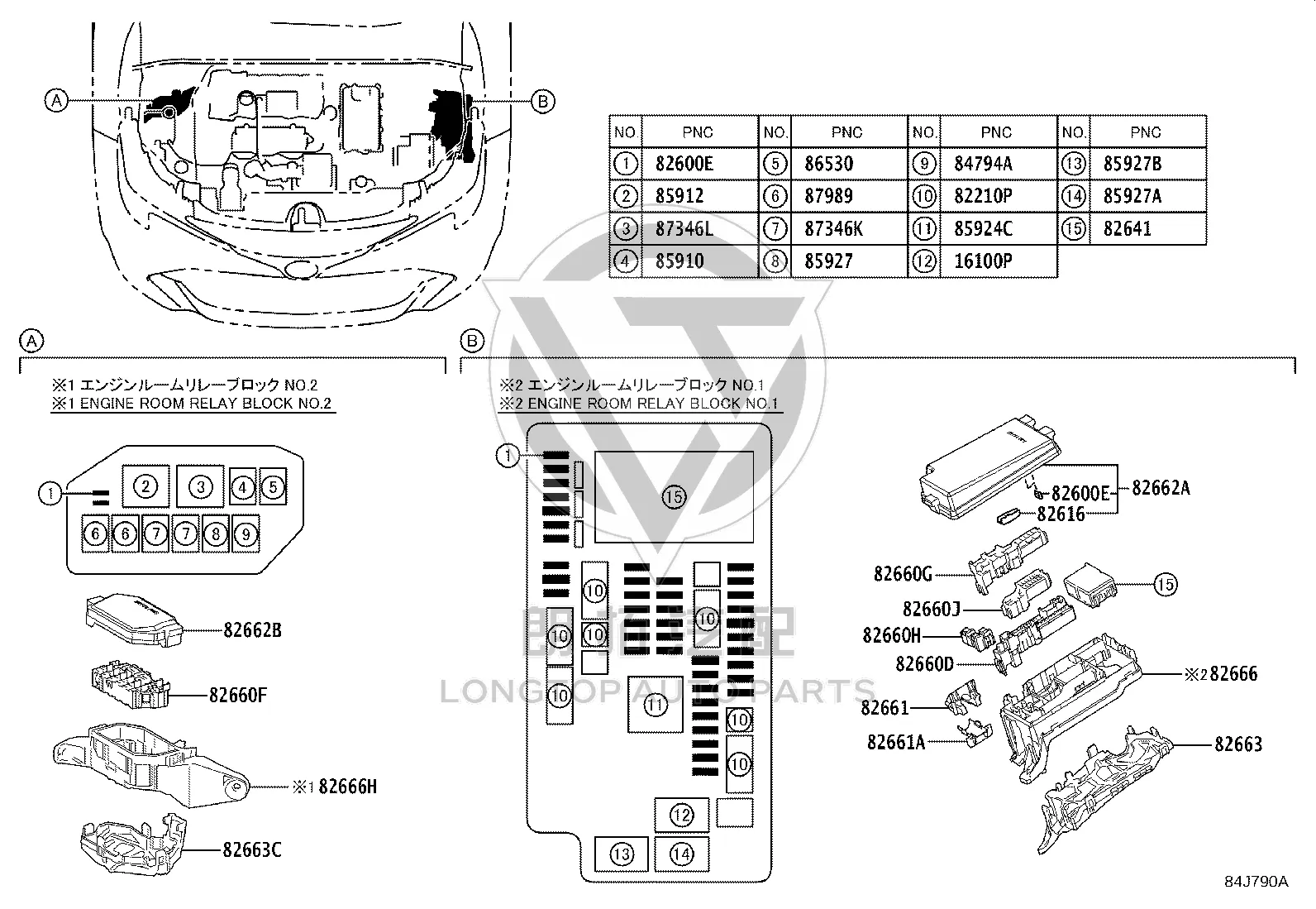 Center (Left) in Engine Compartment Fuse Box 82666-76250 for Toyota C-HR