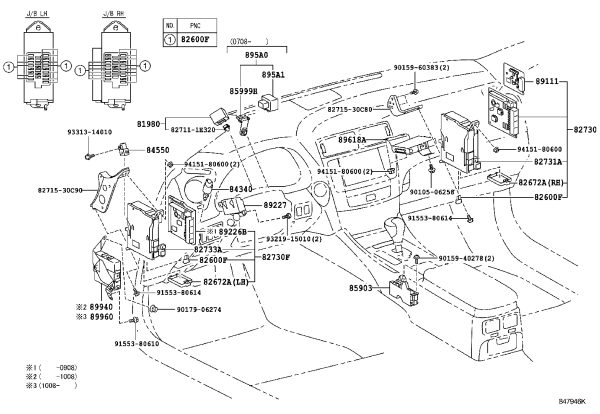 Instrument panel fuse box (right) 82730-53314 for Lexus IS250