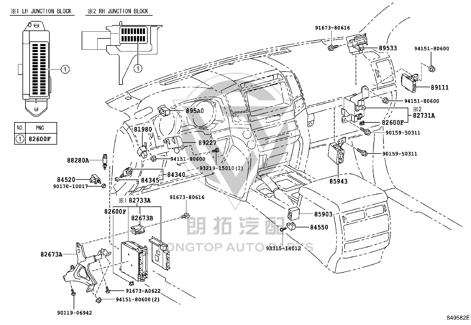 Instrument Panel Fuse Box 82733-60P50 for Toyota Land Cruiser