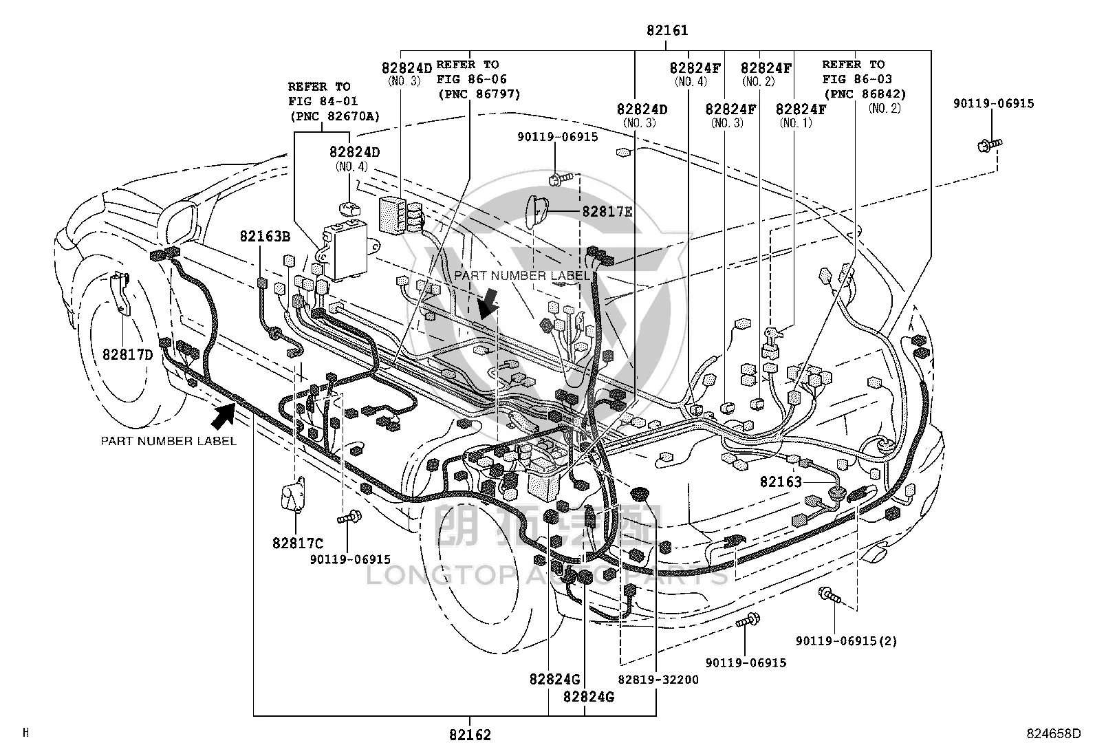 Wire Harness Connector 82824-22090 for Toyota 4RUNNER