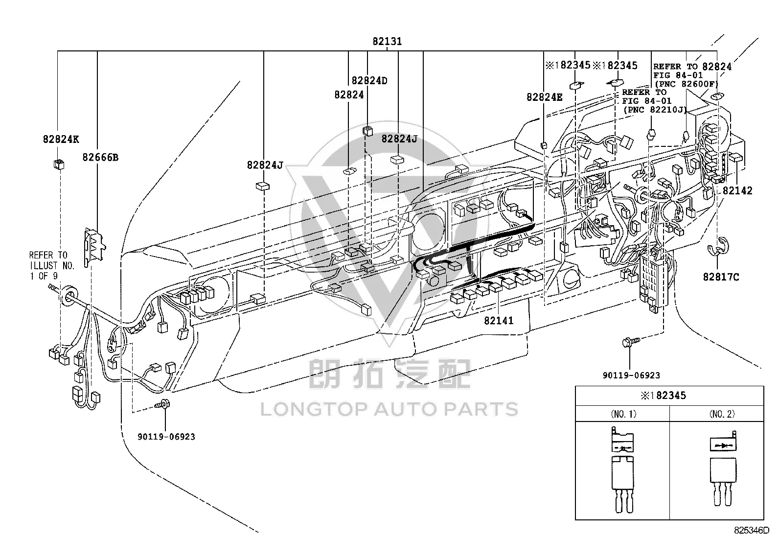 Wiring Harness Connector 82824-28180 for Toyota Avensis