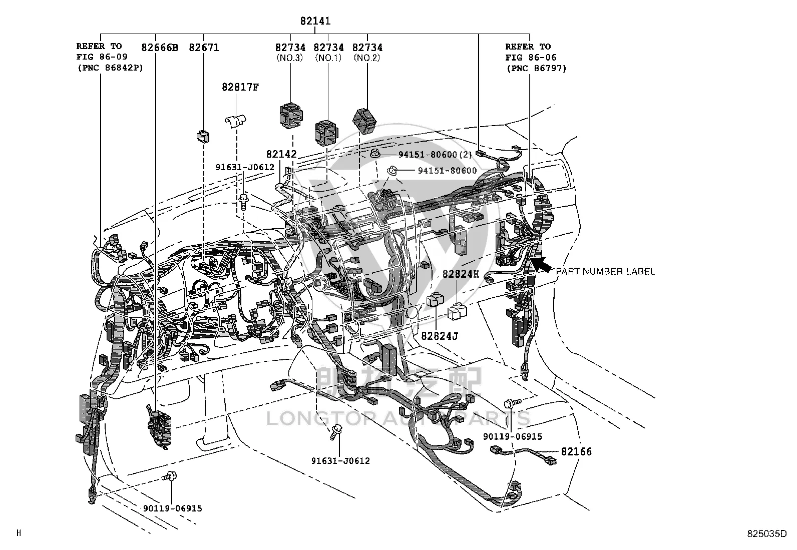Wire Harness Connector 82824-50440 for Lexus LS460