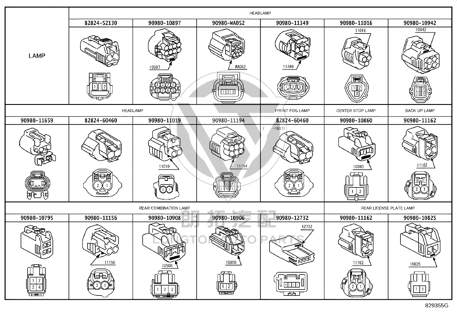 Wire Harness Connector 82824-52130 for Toyota Auris