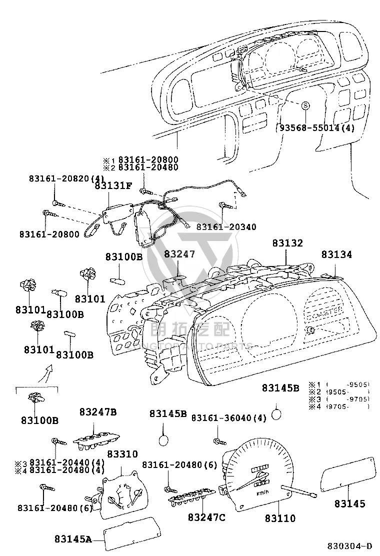 Instrument Gauge Assembly 83131-36100 for Toyota Coaster