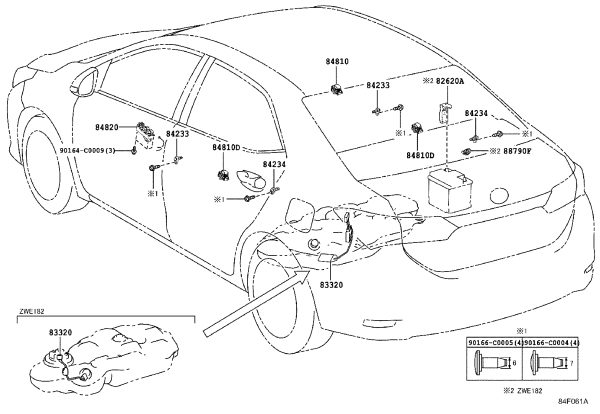 Front door glass lift switch (left) 84820-02380 for Toyota Corolla