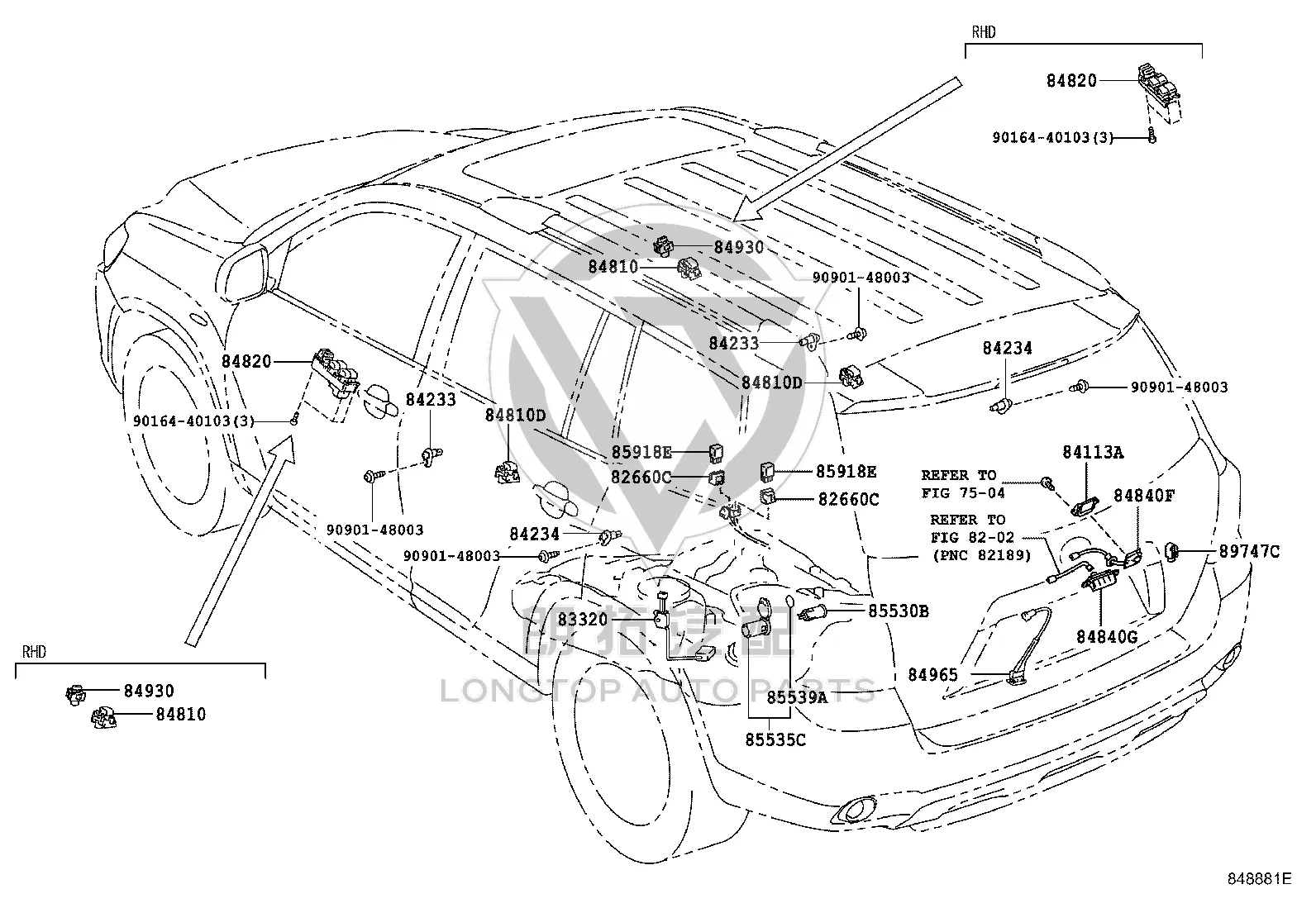 Tailgate Glass Switch 84840-48010 for Toyota Highlander