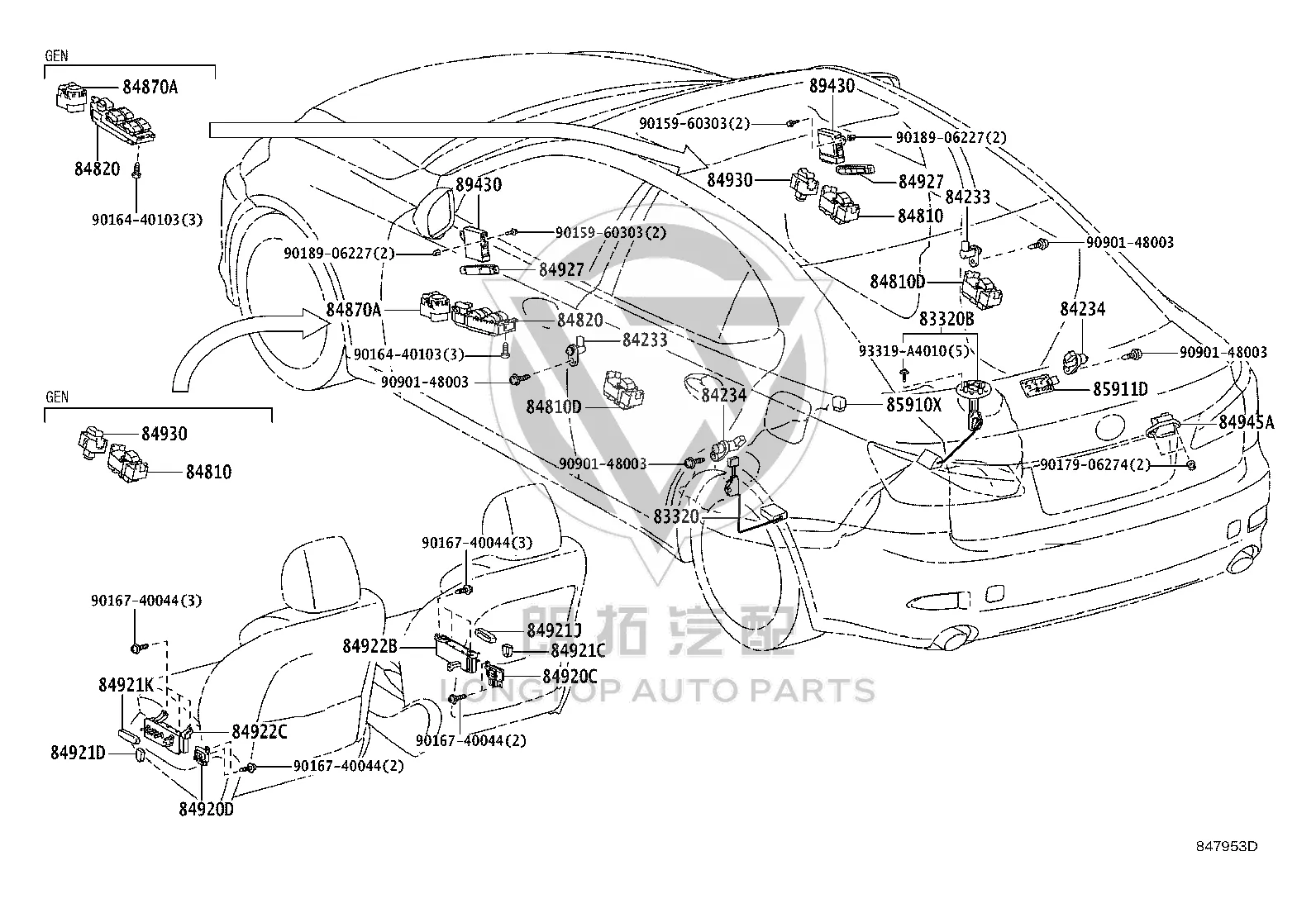 Tailgate Opener Switch 84945-53010 for Lexus IS F