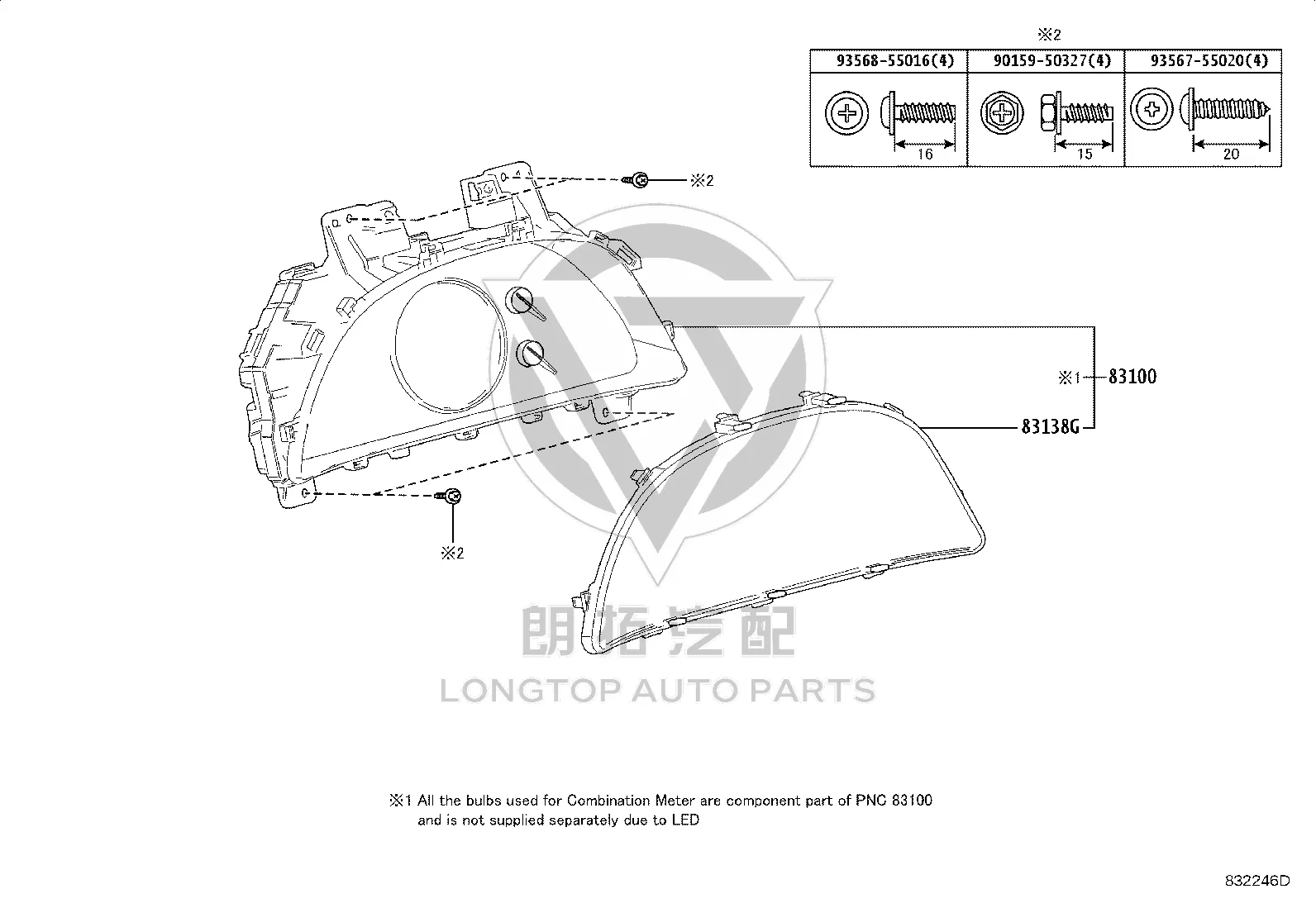 Instrument Cluster Assembly 83800-33T50 for Lexus ES350