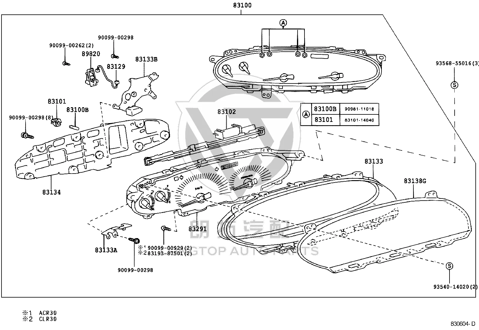 No. 3 Instrument Cluster Plate 83813-28840 for Toyota Previa