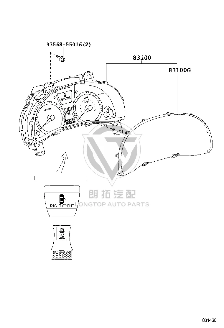 Combination Instrument Glass 83852-48B50 for Lexus RX270