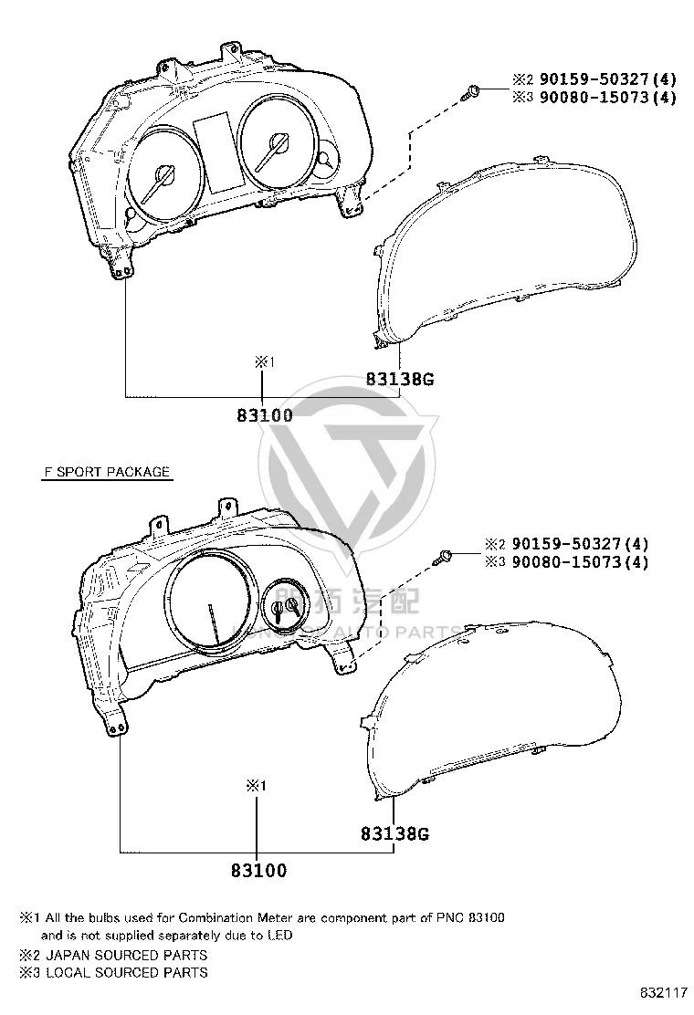 Combination instrument glass 83852-48T30 for Lexus RX