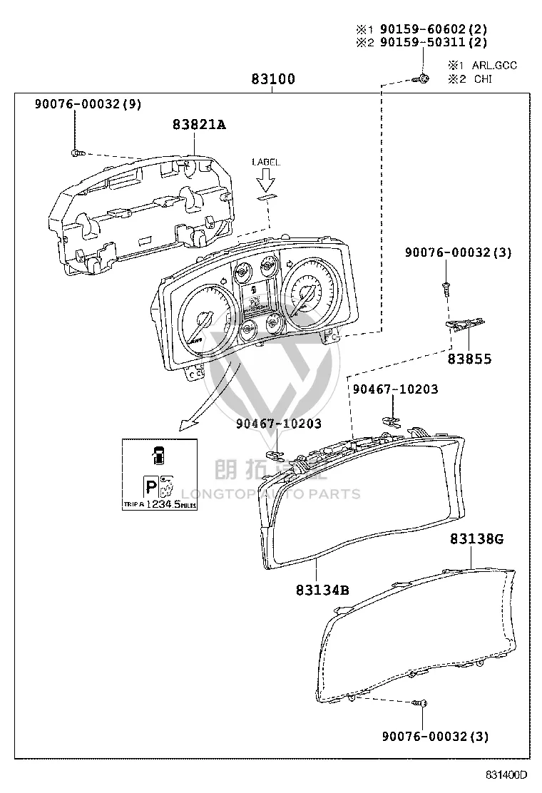 Instrument Cluster Glass 83852-60F70 for Lexus LX