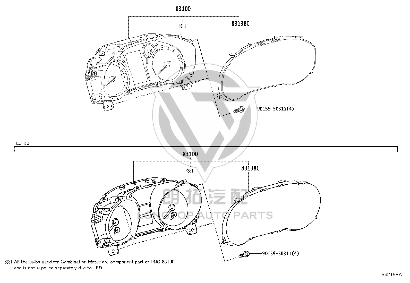 Instrument Cluster Glass 83852-6BL00 for Toyota Land Cruiser Prado