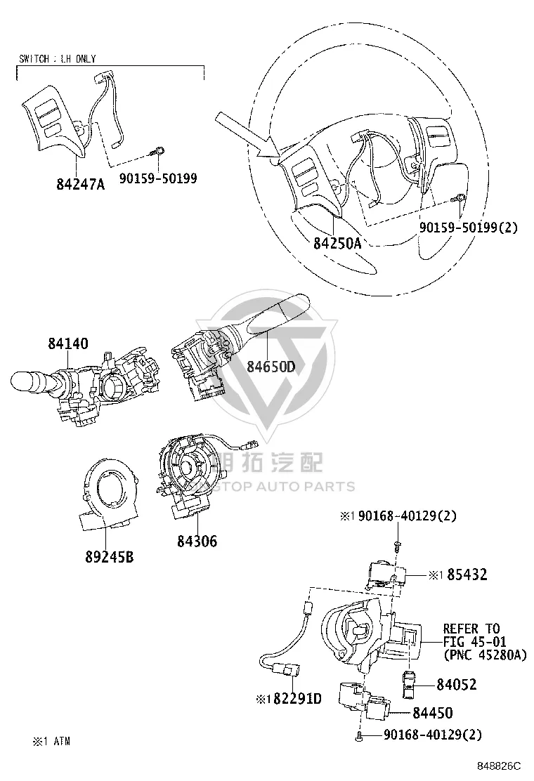 Light switch 84140-02391 for Toyota Corolla