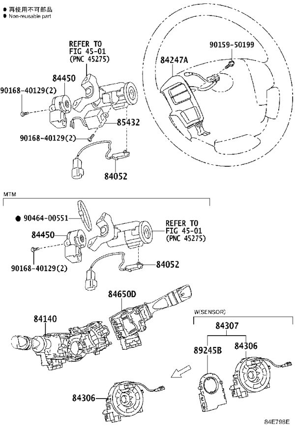 Steering Angle Sensor 8924B-12010 for Toyota NOAH