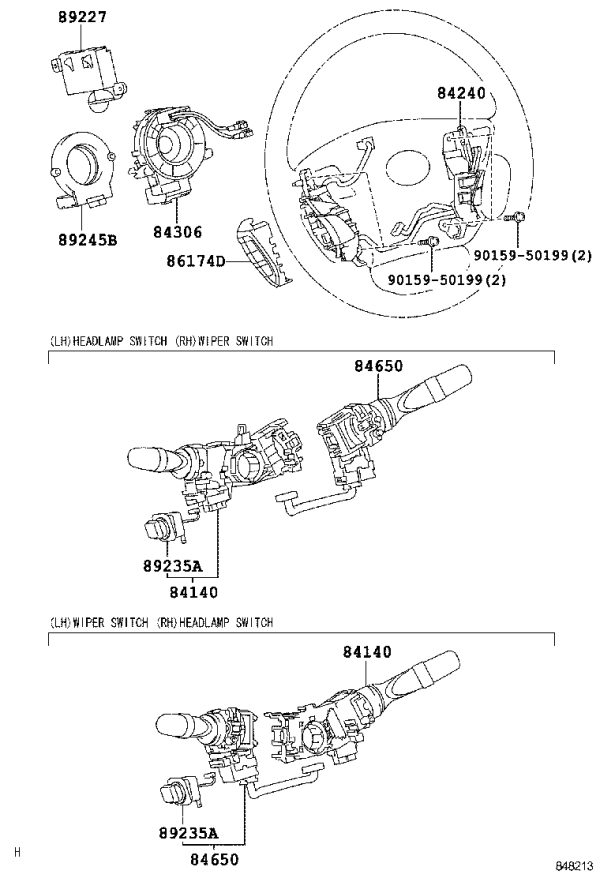 Light Switch 84140-50170 for Lexus LS460