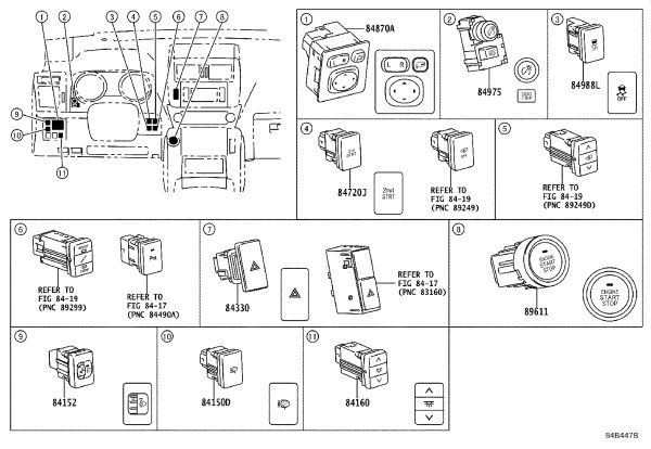 Headlamp Beam Height Adjustment Switch 84152-0G010 for Toyota Land Cruiser Prado