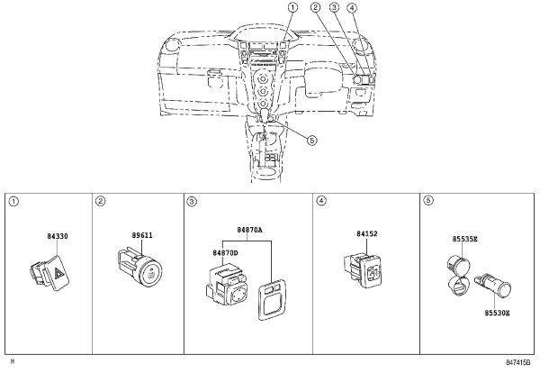 Headlamp Beam Height Adjustment Switch 84152-52110 for Toyota Vios