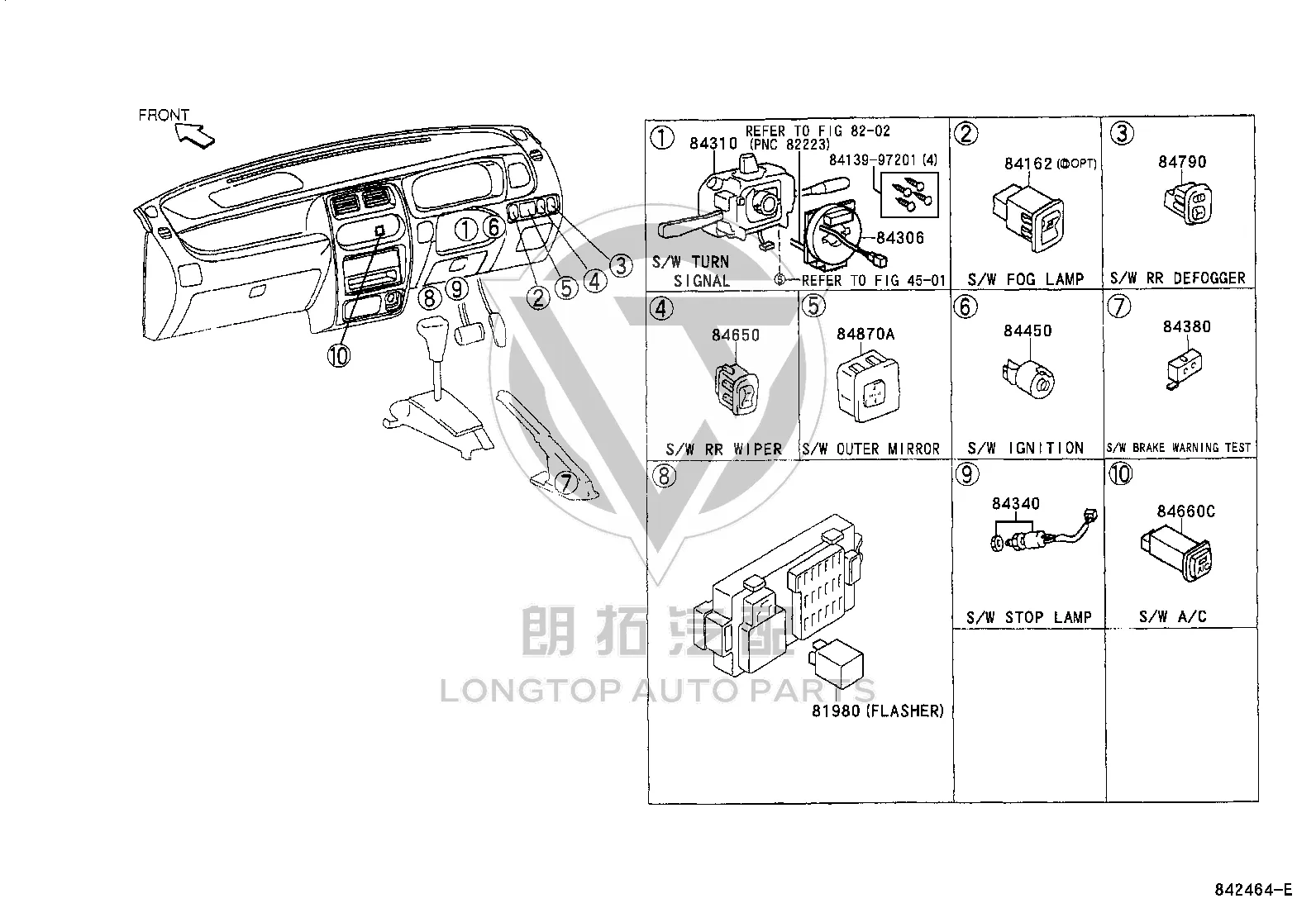 Front Fog Lamp Switch 84160-97202 for Toyota Duet